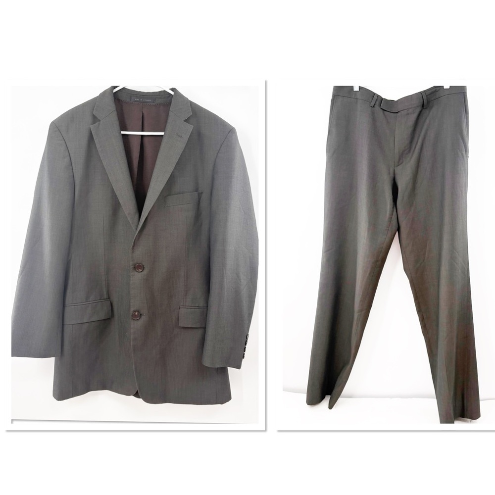 BOSS | Hugo Boss Super 100s Wool Full Suit Pants Set Gray 42L Room for Tailoring